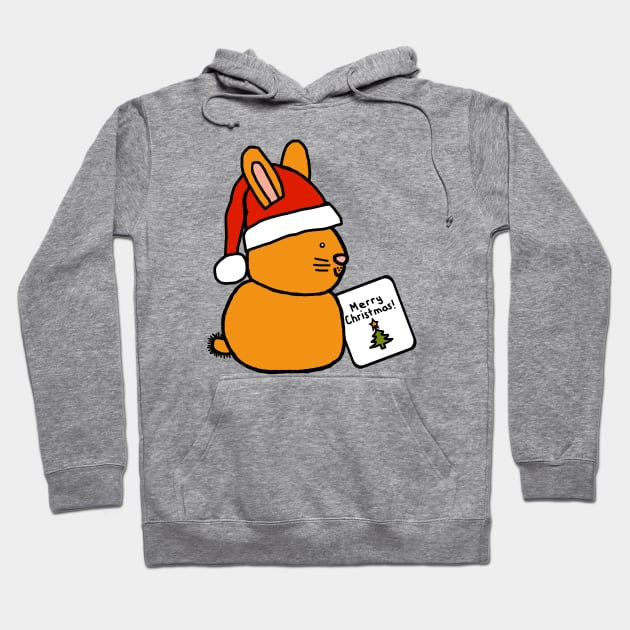 Cute Bunny Says Merry Christmas Hoodie by ellenhenryart